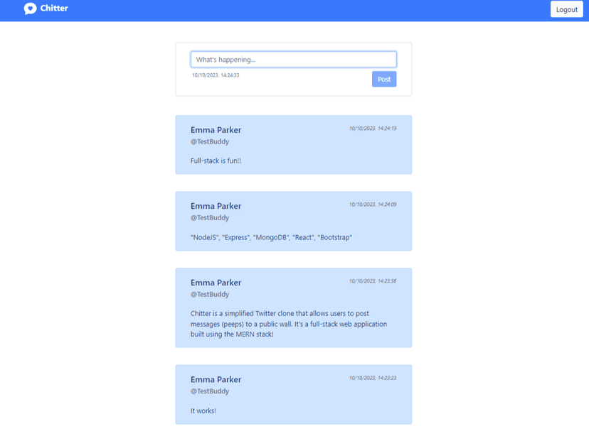 MERN Chitter Twitter Clone