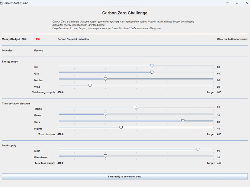 JAVA Climate Change Game